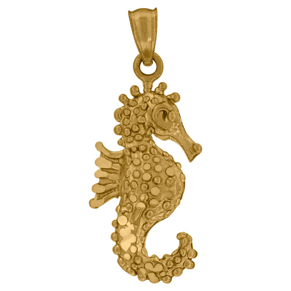 10kt Yellow Gold Womens Textured Horseshoe Charm Pendant