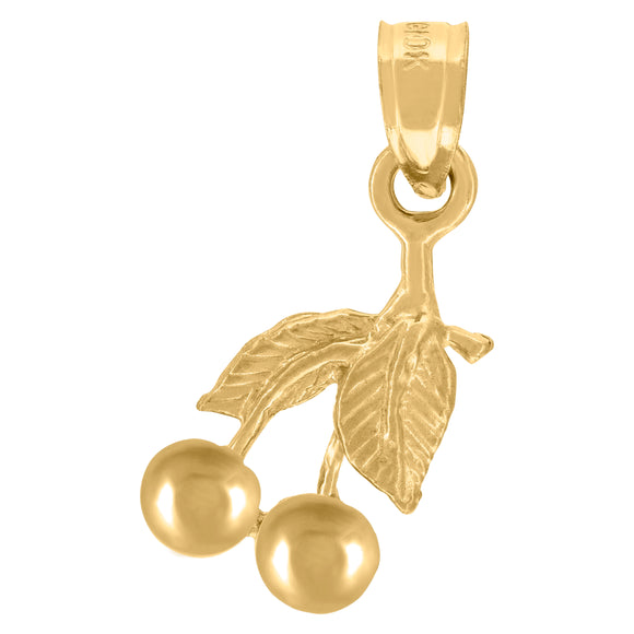 10kt Yellow Gold Womens Cherries Ht:19.4mm x W:8.1mm Food Charm Pendant