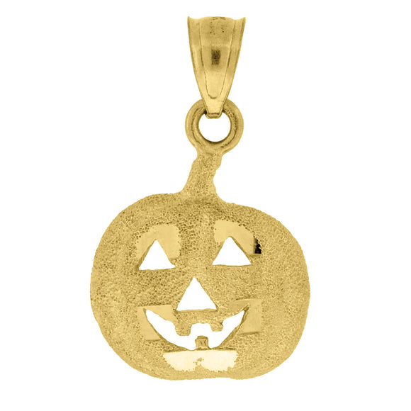 10kt Yellow Gold Diamond-cut Textured Unisex Pumpkin Halloween Ht:22.7mm x W:13.9mm Food Charm Pendant