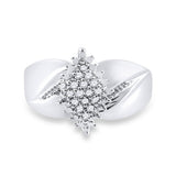 Sterling Silver Womens Round Diamond Cluster Ring 1/8 Cttw