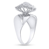 Sterling Silver Womens Round Diamond Cluster Ring 1/8 Cttw