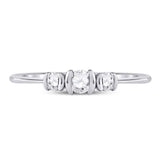 10kt White Gold Round Diamond 3-stone Bridal Wedding Engagement Ring 1/4 Cttw
