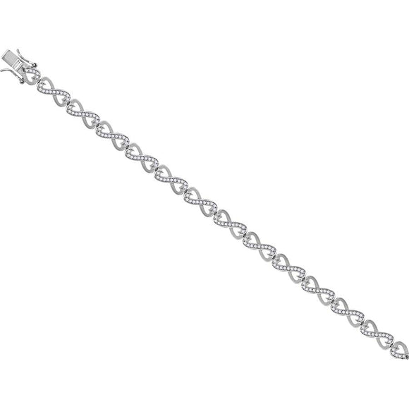 925 Sterling Silver Women Cubic Zirconia Fancy Infinity Bracelet