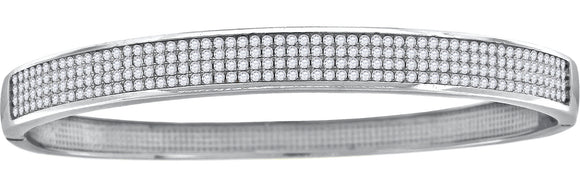 925 Sterling Silver Women Micropave Cubic Zirconia Fancy Bangle