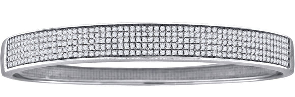 925 Sterling Silver Women Micropave Cubic Zirconia Fancy Bangle