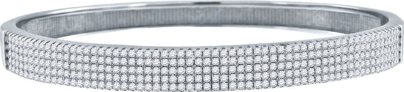 925 Sterling Silver Women Micropave Cubic Zirconia Fancy Bangle