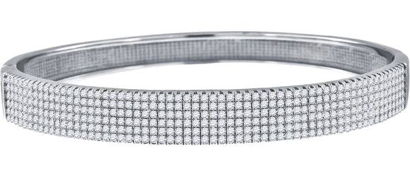925 Sterling Silver Women Micropave Cubic Zirconia Fancy Bangle