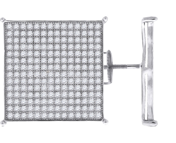 925 Sterling Silver Womens Cubic Zirconia Square Stud Earrings