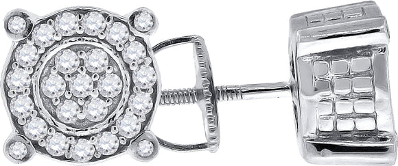 925 Sterling Silver Womens Cubic Zirconia Round Stud Earrings