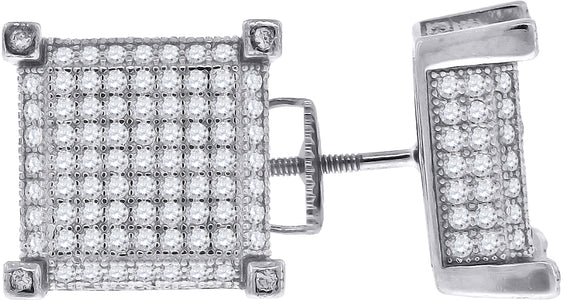 925 Sterling Silver Womens Cubic Zirconia Square Stud Earrings