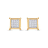 10kt Yellow Gold Womens Princess Diamond Square Earrings 1/4 Cttw
