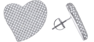 925 Sterling Silver Womens Cubic Zirconia Heart Stud Earrings