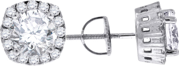 925 Sterling Silver Womens Cubic Zirconia Round Halo Stud Earrings