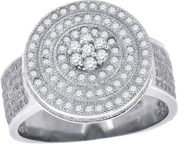 925 Sterling Silver Mens Cubic-Zirconia Round Head Fashion Ring Size 7