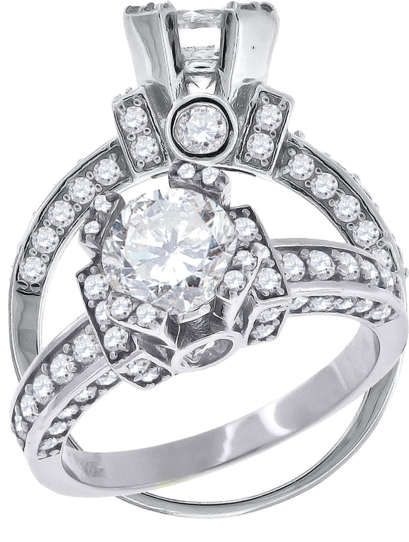 925 Sterling Silver Womens Cubic Zirconia Engagement Ring Size 6