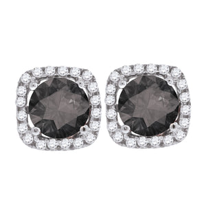 925 Sterling Silver Womens Black Cubic Zirconia Square Stud Earrings
