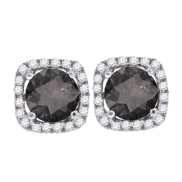925 Sterling Silver Womens Black Cubic Zirconia Square Stud Earrings