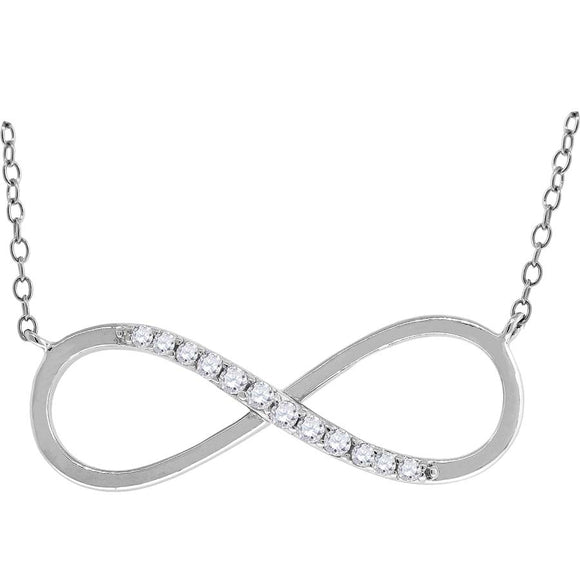 925 Sterling Silver Women Cubic Zirconia Rolo Link Infinity Necklace