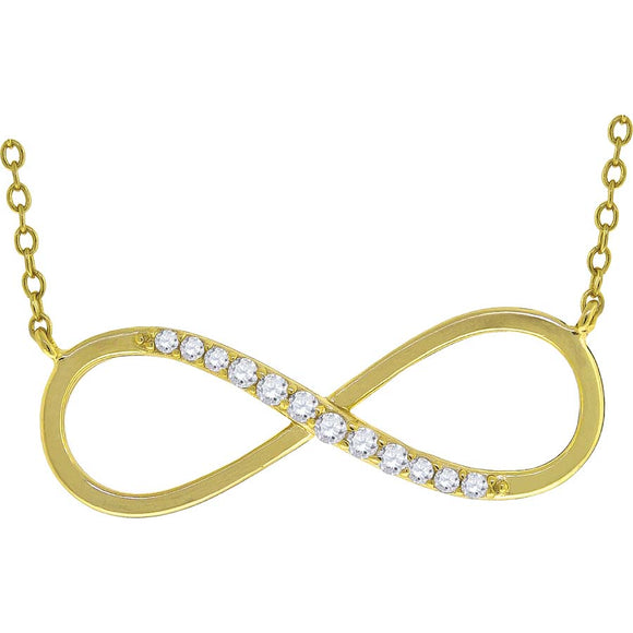 925 Sterling Silver Yellow-Tone Women Cubic Zirconia Rolo Link Infinity Necklace