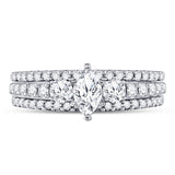 14kt White Gold Marquise Diamond 3-Piece Bridal Wedding Ring Band Set 1 Cttw