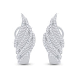 14kt White Gold Womens Round Diamond French-Clip Hoop Earrings 1-1/3 Cttw