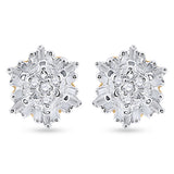 Yellow-tone Sterling Silver Womens Round Diamond Cluster Earrings 1/10 Cttw