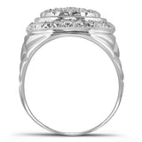 Sterling Silver Mens Round Diamond Circle Fashion Ring 1/10 Cttw