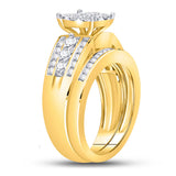 14kt Yellow Gold Princess Diamond Bridal Wedding Ring Band Set 1 Cttw