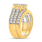 14kt Yellow Gold Princess Diamond Bridal Wedding Ring Band Set 1-1/3 Cttw