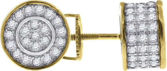 925 Sterling Silver Yellow-tone Womens Cubic Zirconia Round Stud Earrings