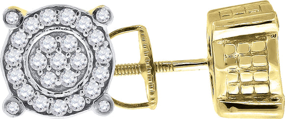 925 Sterling Silver Yellow-tone Womens Cubic Zirconia Round Stud Earrings