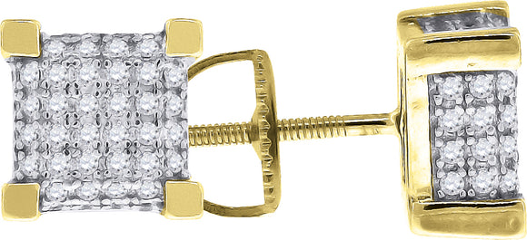 925 Sterling Silver Yellow-tone Womens Cubic Zirconia Square Stud Earrings