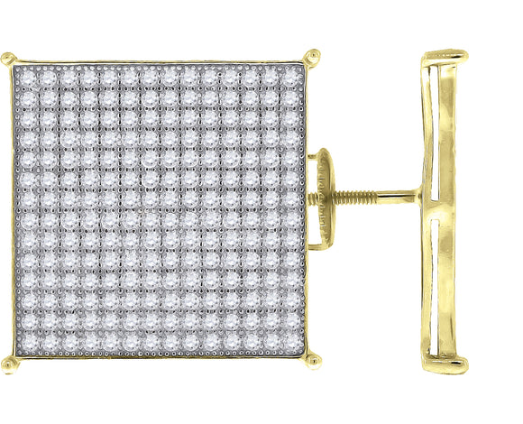 925 Sterling Silver Yellow-tone Womens Cubic Zirconia Square Stud Earrings