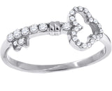 925 Sterling Silver Womens Cubic Zirconia Key Ring Size 8