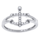 925 Sterling Silver Womens Cubic Zirconia Anchor Fashion Ring Size 6