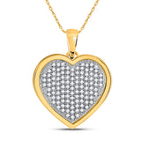10kt Yellow Gold Womens Round Diamond Cluster Heart Pendant 1/3 Cttw
