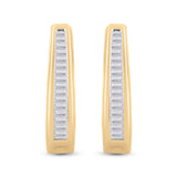 10kt Yellow Gold Womens Baguette Diamond Hoop Earrings 1/2 Cttw