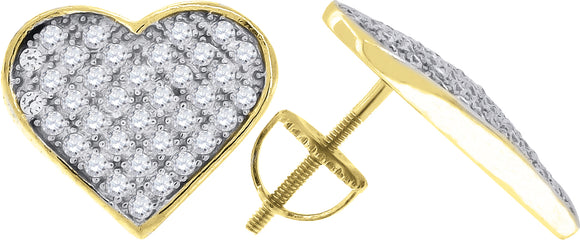 925 Sterling Silver Yellow-tone Womens Cubic Zirconia Heart Stud Earrings