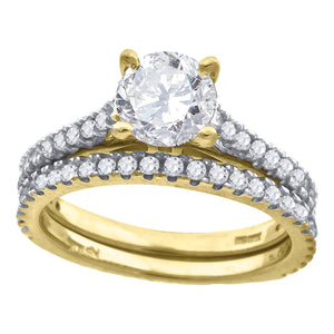 10kt Two-tone Gold Womens Round Cubic Zirconia Bridal Ring Set