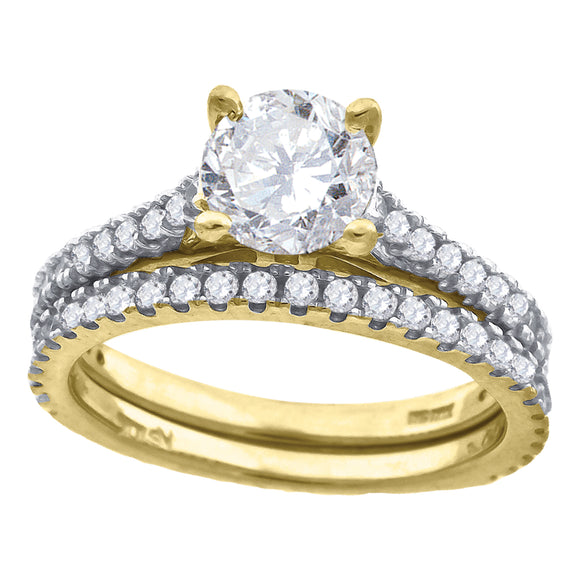 10kt Two-tone Gold Womens Round Cubic Zirconia Bridal Ring Set