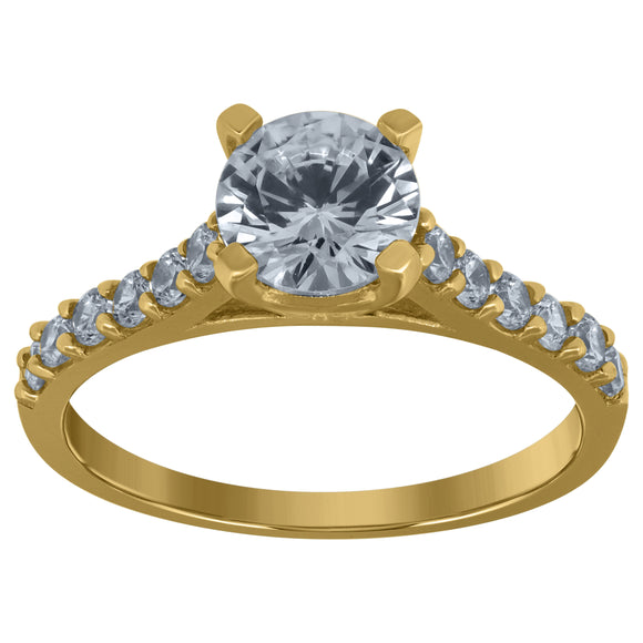 10kt Yellow Gold Womens Cubic Zirconia CZ Wedding Engagement Ring