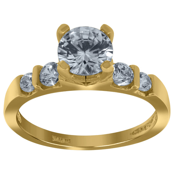10kt Yellow Gold Womens Cubic Zirconia CZ Wedding Engagement Ring