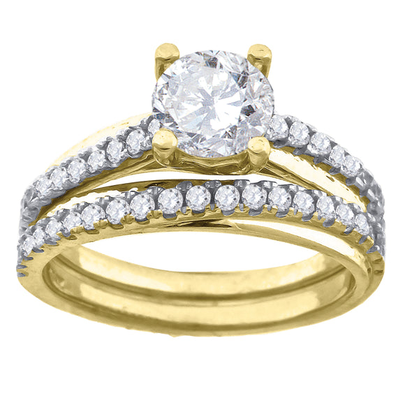 10kt Two-tone Gold Womens Round Cubic Zirconia Bridal Ring Set