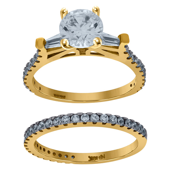 10kt Two-tone Gold Womens Cubic Zirconia Bridal Ring Set