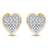10kt Yellow Gold Womens Round Diamond Heart Cluster Earrings 1/6 Cttw