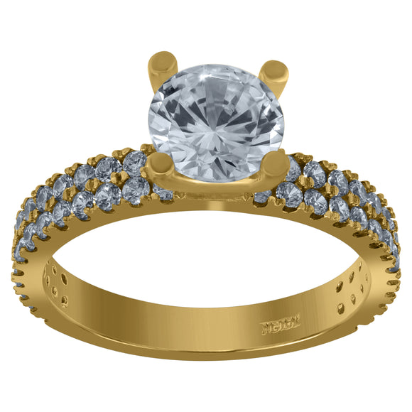 10kt Yellow Gold Womens Cubic Zirconia CZ Double Engagement Ring