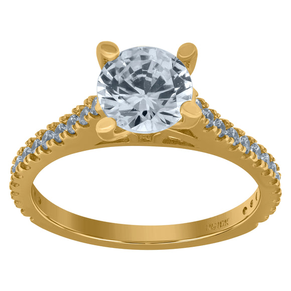 10kt Yellow Gold Womens Cubic Zirconia CZ Engagement Ring