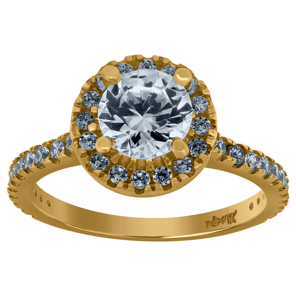 10kt Yellow Gold Womens Cubic Zirconia CZ Halo Wedding Engagement Ring