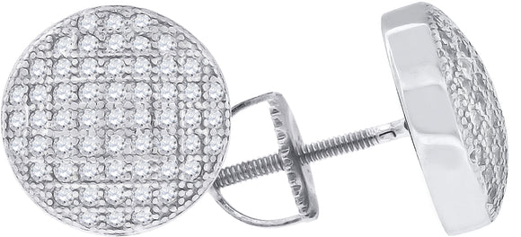 925 Sterling Silver Unisex Cubic Zirconia Round Stud Earrings