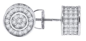 925 Sterling Silver Mens Cubic Zirconia Round Stud Earrings